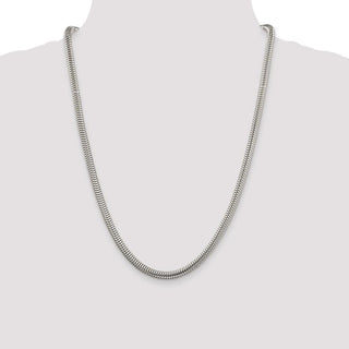 24" Sterling Silver 5mm Round Snake Chain Necklace