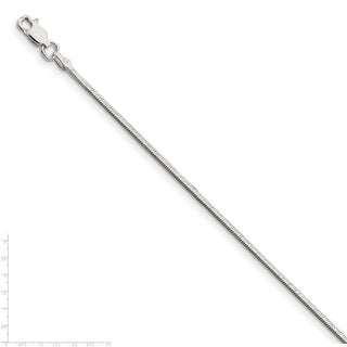 18" Sterling Silver 1.25mm Square Snake Chain Necklace