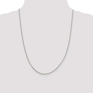 24" Sterling Silver 1.7mm Diamond-cut Round Spiga Chain Necklace