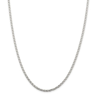28" Sterling Silver 2.85mm Diamond-cut Round Spiga Chain Necklace