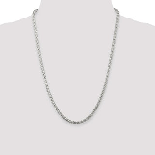 24" Sterling Silver 3.5mm Diamond-cut Round Spiga Chain Necklace