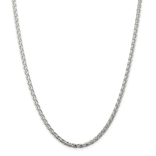 30" Sterling Silver 3.5mm Diamond-cut Round Spiga Chain Necklace
