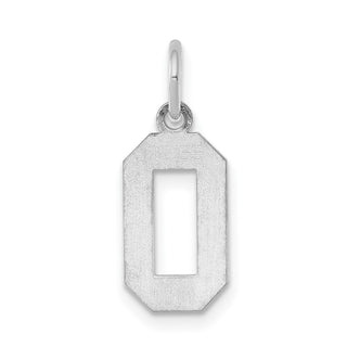 Sterling Silver Rhodium-plated Small Polished Number 0 Charm