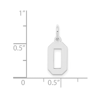 Sterling Silver Rhodium-plated Small Polished Number 0 Charm