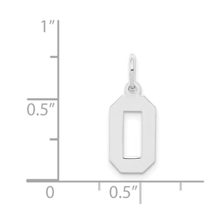 Sterling Silver Rhodium-plated Small Polished Number 0 Charm