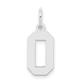 Sterling Silver Rhodium-plated Small Polished Number 0 Charm