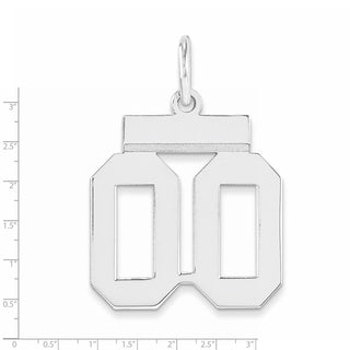 Sterling Silver Small Polished Number Double 00 With Top Bar Charm
