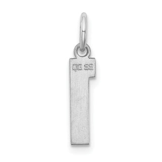 Sterling Silver Rhodium-plated Small Polished Number 1 Charm