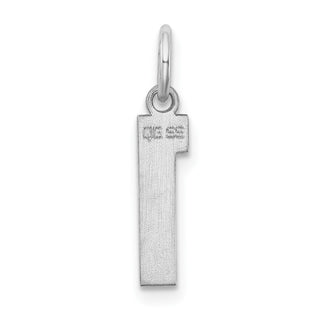 Sterling Silver Rhodium-plated Small Polished Number 1 Charm
