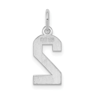 Sterling Silver Rhodium-plated Small Polished Number 2 Charm