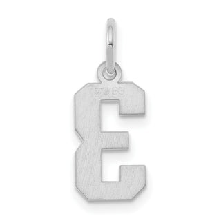 Sterling Silver Rhodium-plated Small Polished Number 3 Charm