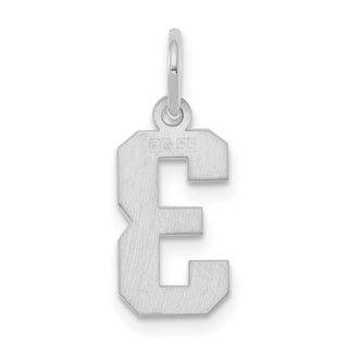 Sterling Silver Rhodium-plated Small Polished Number 3 Charm