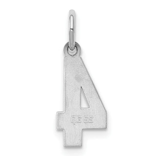 Sterling Silver Rhodium-plated Small Polished Number 4 Charm