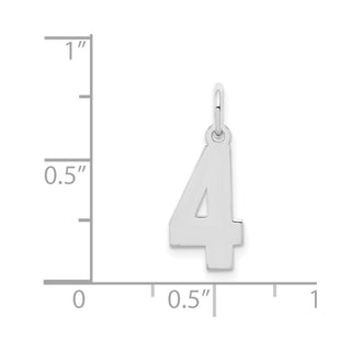 Sterling Silver Rhodium-plated Small Polished Number 4 Charm