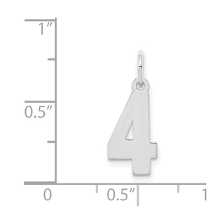 Sterling Silver Rhodium-plated Small Polished Number 4 Charm