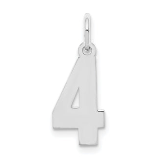 Sterling Silver Rhodium-plated Small Polished Number 4 Charm