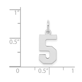 Sterling Silver Rhodium-plated Small Polished Number 5 Charm