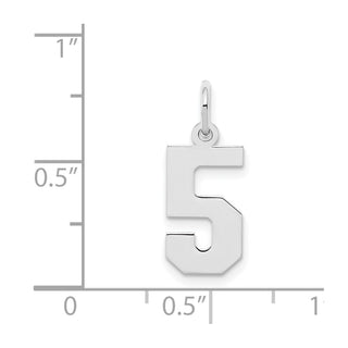 Sterling Silver Rhodium-plated Small Polished Number 5 Charm