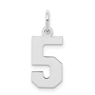 Sterling Silver Rhodium-plated Small Polished Number 5 Charm