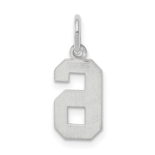 Sterling Silver Rhodium-plated Small Polished Number 6 Charm