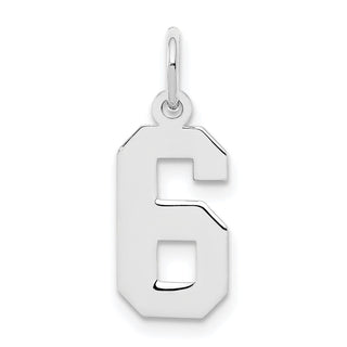 Sterling Silver Rhodium-plated Small Polished Number 6 Charm