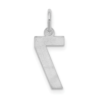Sterling Silver Rhodium-plated Small Polished Number 7 Charm