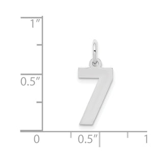 Sterling Silver Rhodium-plated Small Polished Number 7 Charm