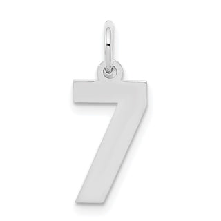 Sterling Silver Rhodium-plated Small Polished Number 7 Charm
