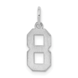 Sterling Silver Rhodium-plated Small Polished Number 8 Charm