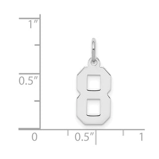 Sterling Silver Rhodium-plated Small Polished Number 8 Charm