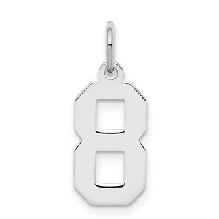 Sterling Silver Rhodium-plated Small Polished Number 8 Charm