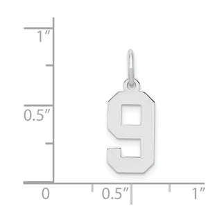 Sterling Silver Rhodium-plated Small Polished Number 9 Charm