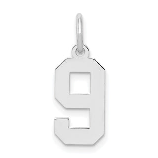 Sterling Silver Rhodium-plated Small Polished Number 9 Charm