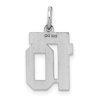 Sterling Silver Rhodium-plated Small Polished Number 10 Charm