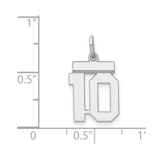 Sterling Silver Rhodium-plated Small Polished Number 10 Charm