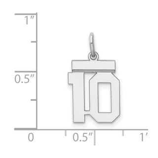 Sterling Silver Rhodium-plated Small Polished Number 10 Charm