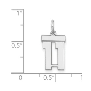 Sterling Silver Rhodium-plated Small Polished Number 11 Charm
