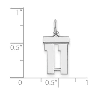 Sterling Silver Rhodium-plated Small Polished Number 11 Charm