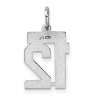 Sterling Silver Rhodium-plated Small Polished Number 12 Charm