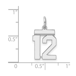 Sterling Silver Rhodium-plated Small Polished Number 12 Charm
