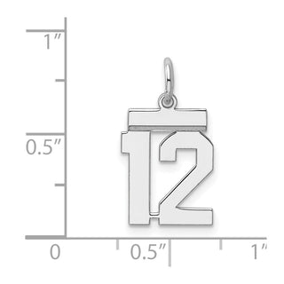 Sterling Silver Rhodium-plated Small Polished Number 12 Charm