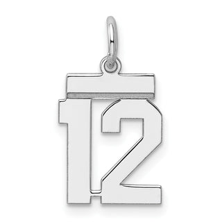 Sterling Silver Rhodium-plated Small Polished Number 12 Charm
