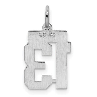 Sterling Silver Rhodium-plated Small Polished Number 13 Charm