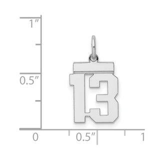 Sterling Silver Rhodium-plated Small Polished Number 13 Charm