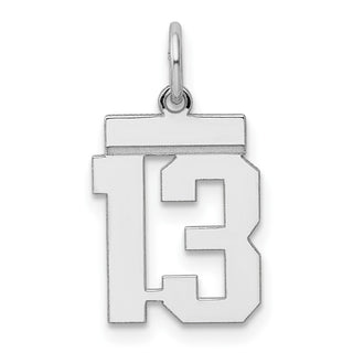 Sterling Silver Rhodium-plated Small Polished Number 13 Charm