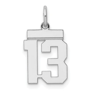 Sterling Silver Rhodium-plated Small Polished Number 13 Charm
