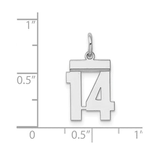 Sterling Silver Rhodium-plated Small Polished Number 14 Charm
