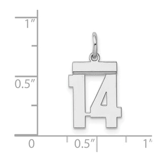 Sterling Silver Rhodium-plated Small Polished Number 14 Charm