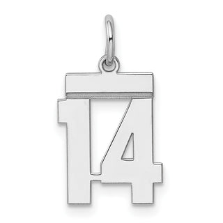Sterling Silver Rhodium-plated Small Polished Number 14 Charm
