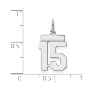 Sterling Silver Rhodium-plated Small Polished Number 15 Charm